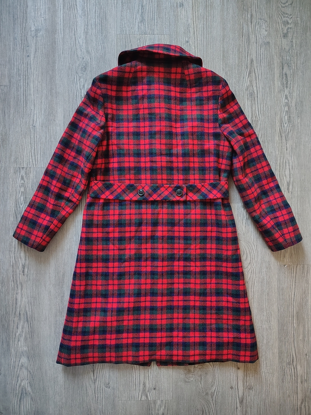 VTG Pendleton Women's Red Tartan Plaid Pure Virgin Wool Midi Pea Coat Sz 6/8 USA - Picture 8 of 12
